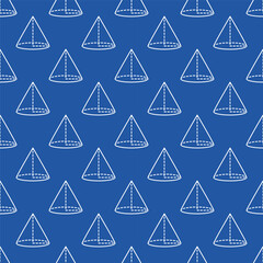 Poster - Cone vector Geometry and Math concept line blue seamless pattern