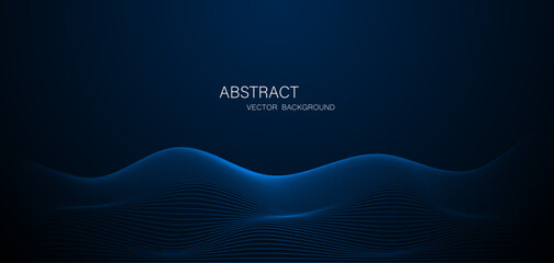 Aufkleber - Abstract blue wave lines background. High tech futuristic concept on dark blue background. vector illustration
