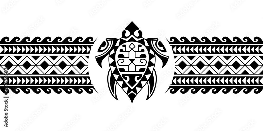 Samoa Texture Polynesian border tattoo design. Pattern aboriginal samoan. Black and ...