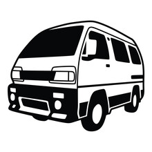 Long Small Freight Car, Logo Icon, Black White Simple Illustration