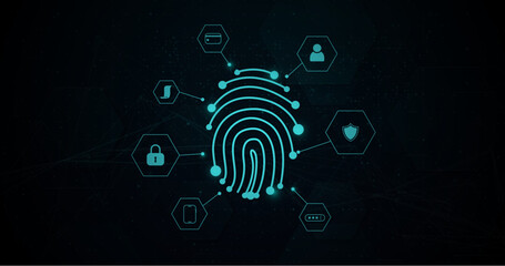 Poster - Fingerprint identity. Finger scan. Digital security. Vector illustration
