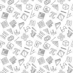Poster - Mathematics Education outline seamless pattern - Math vector background