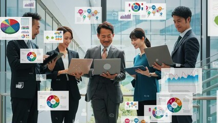 Poster - 会議するビジネスパーソンとデジタル書類イメージ