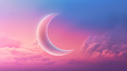 Wall Mural - Crescent moon against a mesmerizing sky islamic background created with generative ai