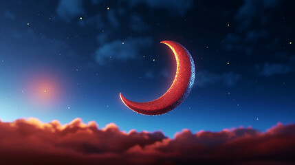 Wall Mural - Crescent moon against a mesmerizing sky islamic background created with generative ai