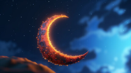 Wall Mural - Crescent moon against a mesmerizing sky islamic background 