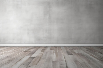 Empty room with concrete wall and white wooden floor