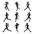 © Анна Лепеха - Running women, vector set of isolated silhouettes