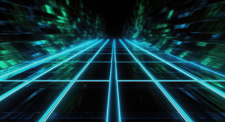 Aufkleber - Abstract blue futuristic lights and lines in night technology