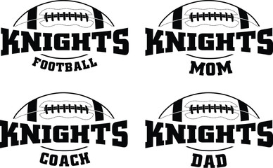 Canvas Print - Football - Knights is a sports team design that includes text with the team name and a football graphic. Great for Knights t-shirts, mugs, advertising and promotions for teams or schools.