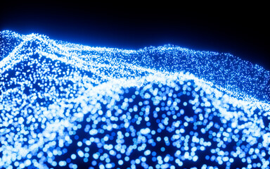 Poster - Abstract glowing particles, 3d rendering.