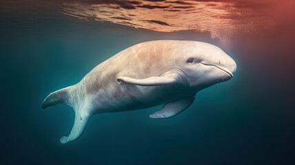 Wall Mural - beluga whale in the ocean created with Generative AI technology