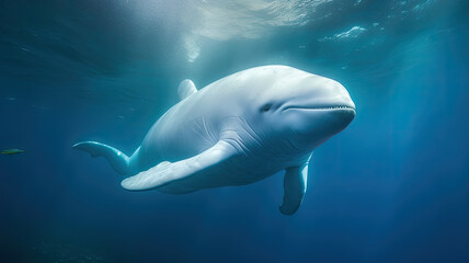 Wall Mural - beluga whale in the ocean created with Generative AI technology