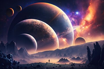 Sticker - space wallpaper banner background stunning view cosmic. generative ai aig15.