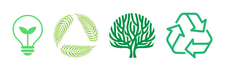 Aufkleber - Vector logo design templates, elements, organic, eco and bio stickers and badges, ecology and recycle concepts, save planet nature and environment, tree and leaves, earth 