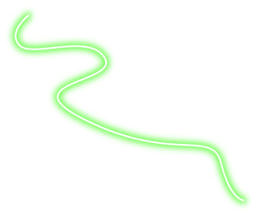 Poster - Neon bright line png. Glowing green line on transparent background.