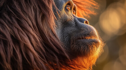 Wall Mural - detailed view of an ape created with Generative AI technology