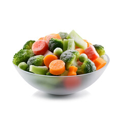 Wall Mural - Mix of frozen vegetables in plate. Generated AI