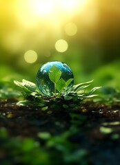 Wall Mural - water drops on green background