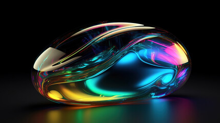 Wall Mural - fluid design twisted shapes holographic 3d abstract background iridescent wallpaper. generative ai