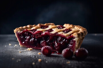 Wall Mural - Homemade delicious and juicy cherry pie. Generative AI.