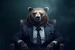 Portrait of a Bear dressed in a formal business suit, Boss Bear, created with generative AI