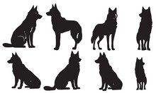 Silhouette Dog Vector Illustration Set 