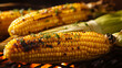 A close-up of a perfectly grilled corn on the cob, showcasing the charred kernels and butter melting on top Generative AI