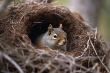 A Squirrel In A Nest