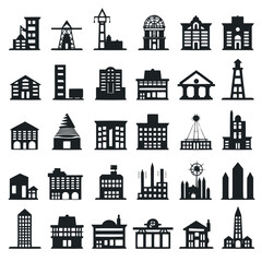 Poster - Building Icons Set. Vector illustration. Simplus series