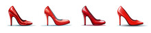 Red High Heel Shoes Isolated On White Background. Vector Illustration.