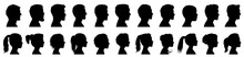 Group Young People. Profile Silhouette Faces Boys And Girls Set, Man And Woman – For Stock
