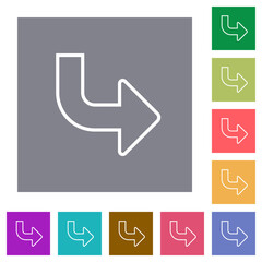 Poster - Bottom right side turn arrow outline square flat icons