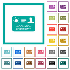 Sticker - Vaccination certificate flat color icons with quadrant frames