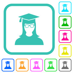 Poster - Graduate female avatar vivid colored flat icons