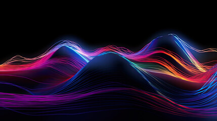 Wall Mural - Colorful light wave with motion effect on a black background. Generative AI