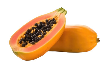 Wall Mural - Papaya Fruit Isolated on Transparent Background - Generative AI
