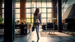 © REC Stock Footage - Elegant businesswoman with impeccable style walks in the office. Generative AI