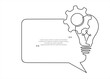 © mitay20 - Quick tips.Continuous one line drawing of Lightbulb with cogwheel and speech bubble. Trendy line art vector on a white background. Vector illustration.