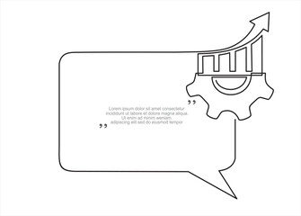 Poster - Quick tips.Continuous one line drawing of gears, graph and speech bubble. Trendy line art vector on a white background. Vector illustration.