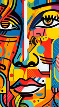 Abstract Face Pop Art Graffiti Mobile Wallpaper Background.