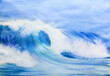 © NataliaArkusha - Hand-Drawn Watercolor Illustration of an Ocean or Sea Wave