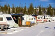 Snowy Winter camping with trailer