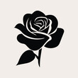 © Bisams - Rose one color vector logo, emblem or icon for company branding. Decorative flower silhouette. Tattoo art style.