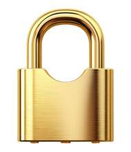 Golden Lock Isolated On White, Transparent Background, PNG, Generative Ai