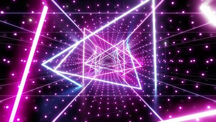 Wall Mural - neon line tunnel glowing fluorescent light corridor stage cg background