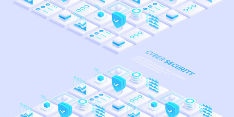 Poster - cyber security. data protection. information privacy. global network security. technology background