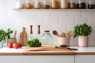 kitchen interior with kitchen utensils.Generative AI