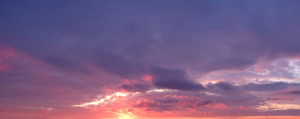 Aufkleber - Panoramic landscape of bright red orange sunrise sunset as texture background as template, page or web banner