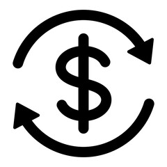 black round money transfer line icon, simple arrow financial dbusiness sale flat design vector picto